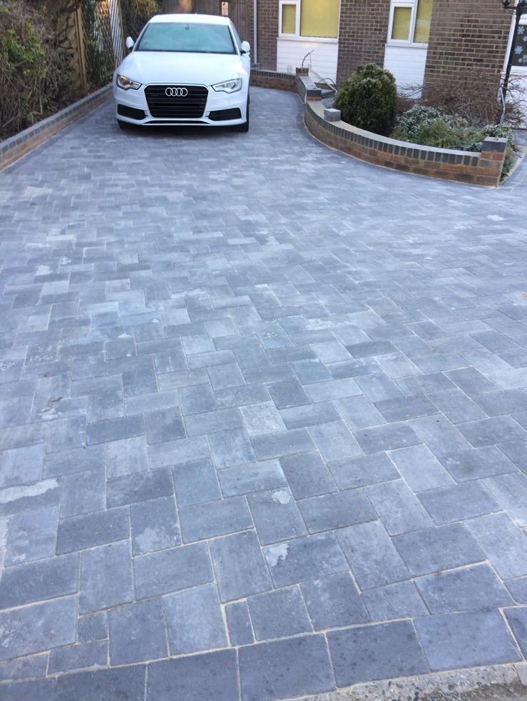 Newly laid block paving driveway completed by SMB Groundworks and Servicing in Kent